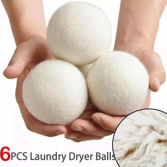 Keenso EcoFriendly Wool Dryer Balls to Shorten Drying Time and Reduce Static Electricity, Replaces Liquid Softeners, 6 Pack for Large Loads, Ideal for Sensitive Skin
