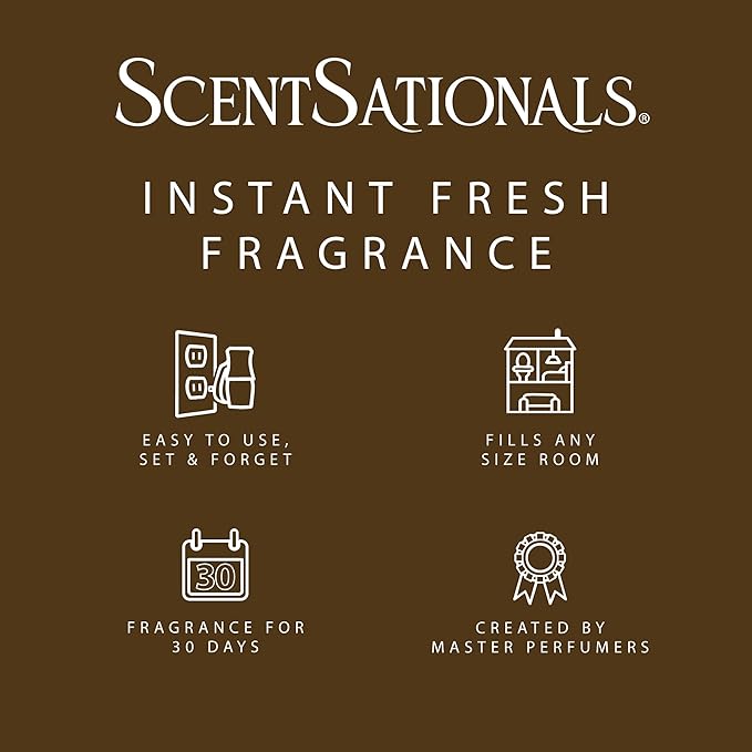Scentsationals Fragrance Oil Plug in Air Freshener Refills 3-Pack - Cinnamon Cheer - Works with Scentsationals Wall Plugs, Long-Lasting Home Fragrance, 0.8 fl oz Each, Packaging May Vary