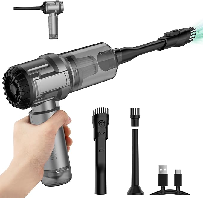 Handheld Mini Car Vacuum Cleaner, 9000Pa Vacuum Cleaner and Air Duster, 120W High Power Hand Held Vacuum with LED Light and Multi-Nozzles for Car, Home, Office, Pet /V01pro Gray