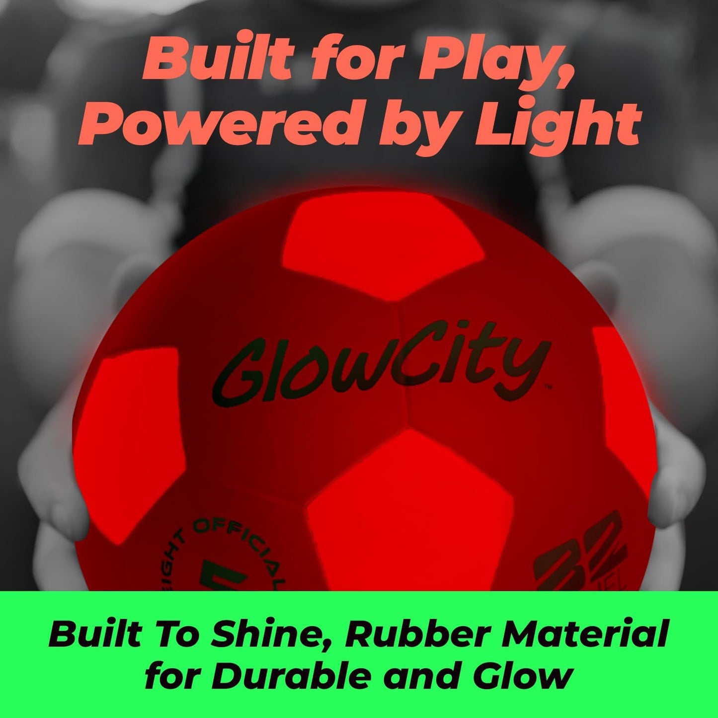 GlowCity Glow in The Dark Soccer Ball - Sizes 3, 4, 5 for Kids, Teens & Adults - Light Up Soccer Ball with 2 LED Lights - Sports Birthday Gifts Ideas for Boys & Teenagers Ages 6 7 8 9 10 11 12 13 14