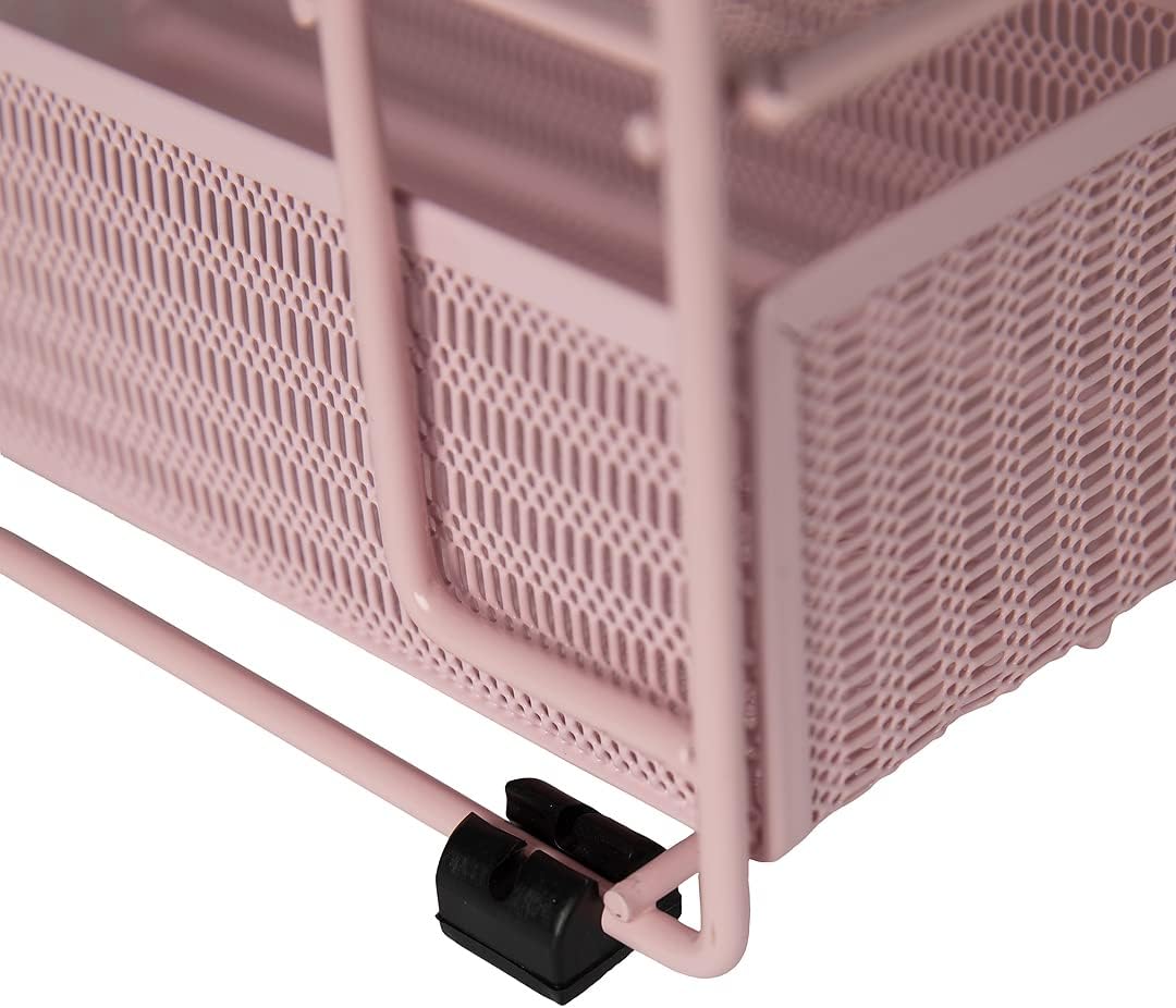 BLU MONACO Pink Desk Organizer | Metal File Sorter with Drawer | Office Supplies and Desktop Storage for Home Office