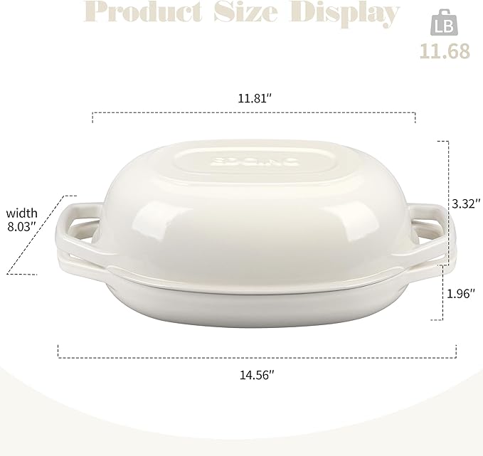 Enameled Cast Iron Oval Dutch Oven Pot with Lid, Dutch Oven for Sourdough Bread Baking, Oval Bread Pan, Bread Oven, Bread Dutch Oven, 5qt, White