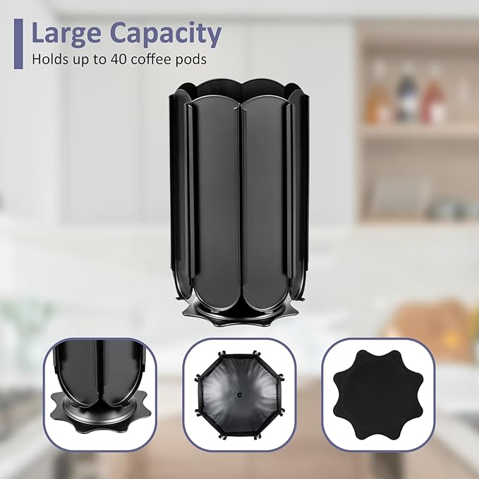 Rice rat Pods Holder Capsules with Central Extra Pod Storage (Carousel-40+ Pods)