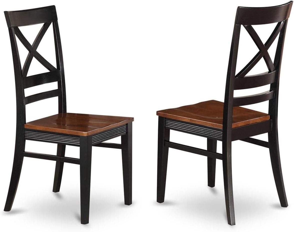 East West Furniture SUQU5-BCH-W 5 Piece Modern Dining Table Set Includes a Round Wooden Table with Dropleaf & Shelves and 4 Kitchen Dining Chairs, 42x42 Inch, Black & Cherry