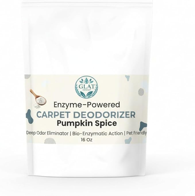 Enzyme-Powered Carpet Deodorizer (Powder) - Pumpkin Spice Scent | Natural Pet Odor Eliminator | Bio-Enzymatic Formula, Premium Performance, Eco Friendly | 16 oz