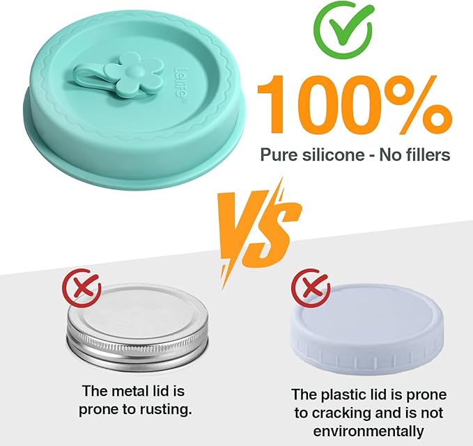 Silicone Mason Jar Lids, Regular and Wide Mouth Compatible, with Straw Hole and Stopper (bright color 4pcs)