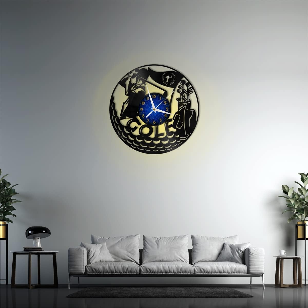 Generic Golf Decoration Vinyl Wall Clock, Vinyl Record Clock Wall Art Silent & Non-Ticking(12 inchs B-LED), Blue