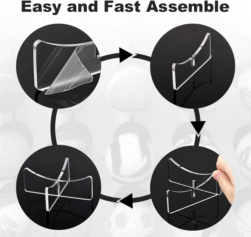 [4 Pack] Basketball Stand 3.54x1.3 Inch, Clear Acrylic Ball Stand for Display, Storage Holder for Football Volleyball Soccer Basketball Rugby