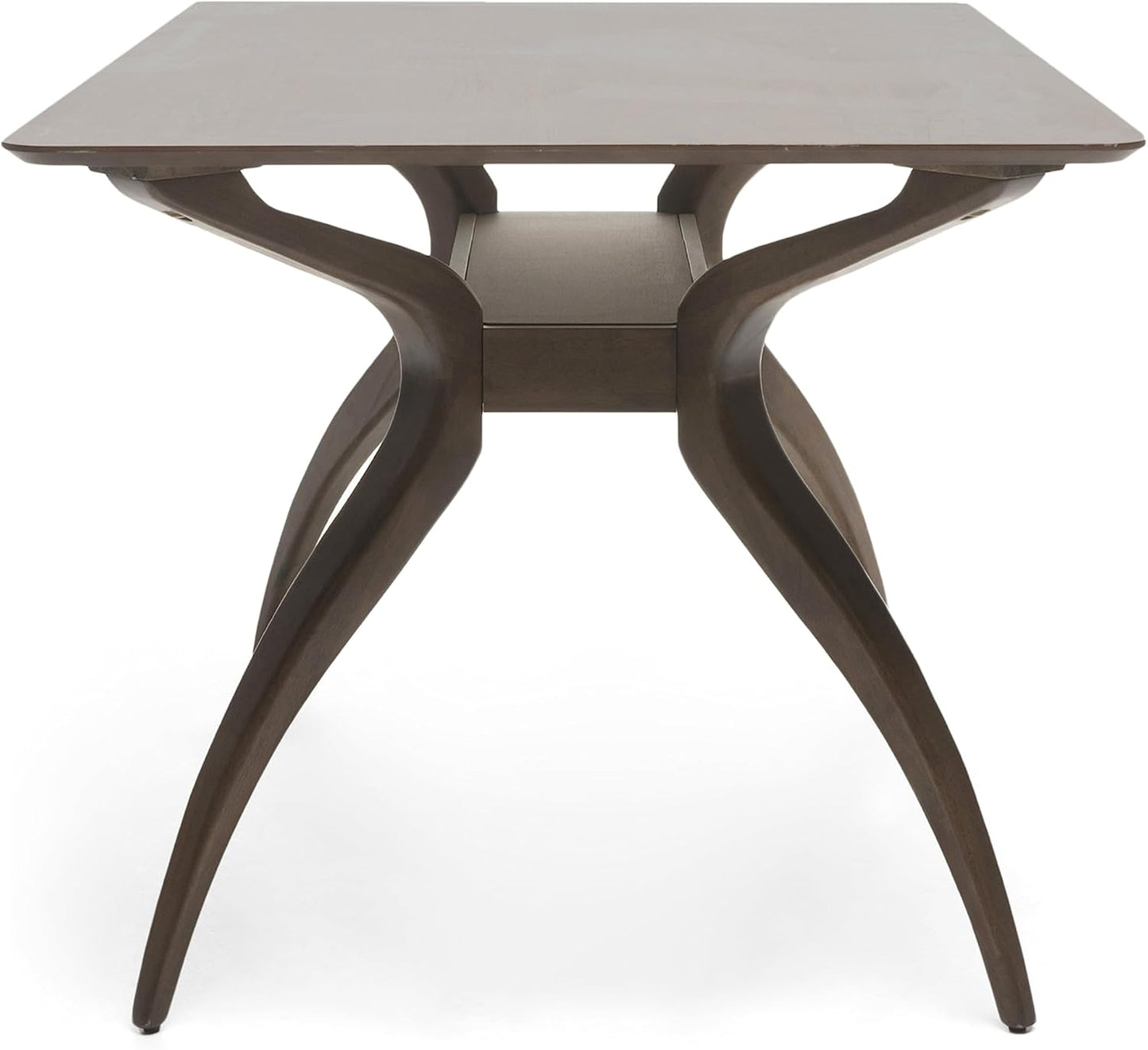 Christopher Knight Home Idalia Curved Leg Rectangular Dining Set, 5-Pcs Set, Natural Walnut / Light Beige