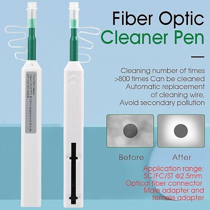 Fiber Cleaner Fiber Optical Tools,10PCS Fiber Optic Cleaner Pen for 2.5mm Ferrules SC,FC,ST,SC/APC and FC/APC,800+ Clean Times
