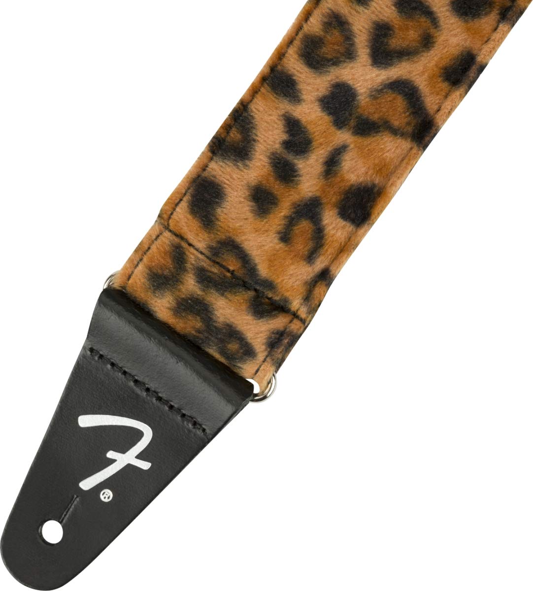 Fender Wild Animal Print Guitar Strap, Guitar Accessories, Adjustable Length From 34 To 59, Leather Ends, 2In, Leopard