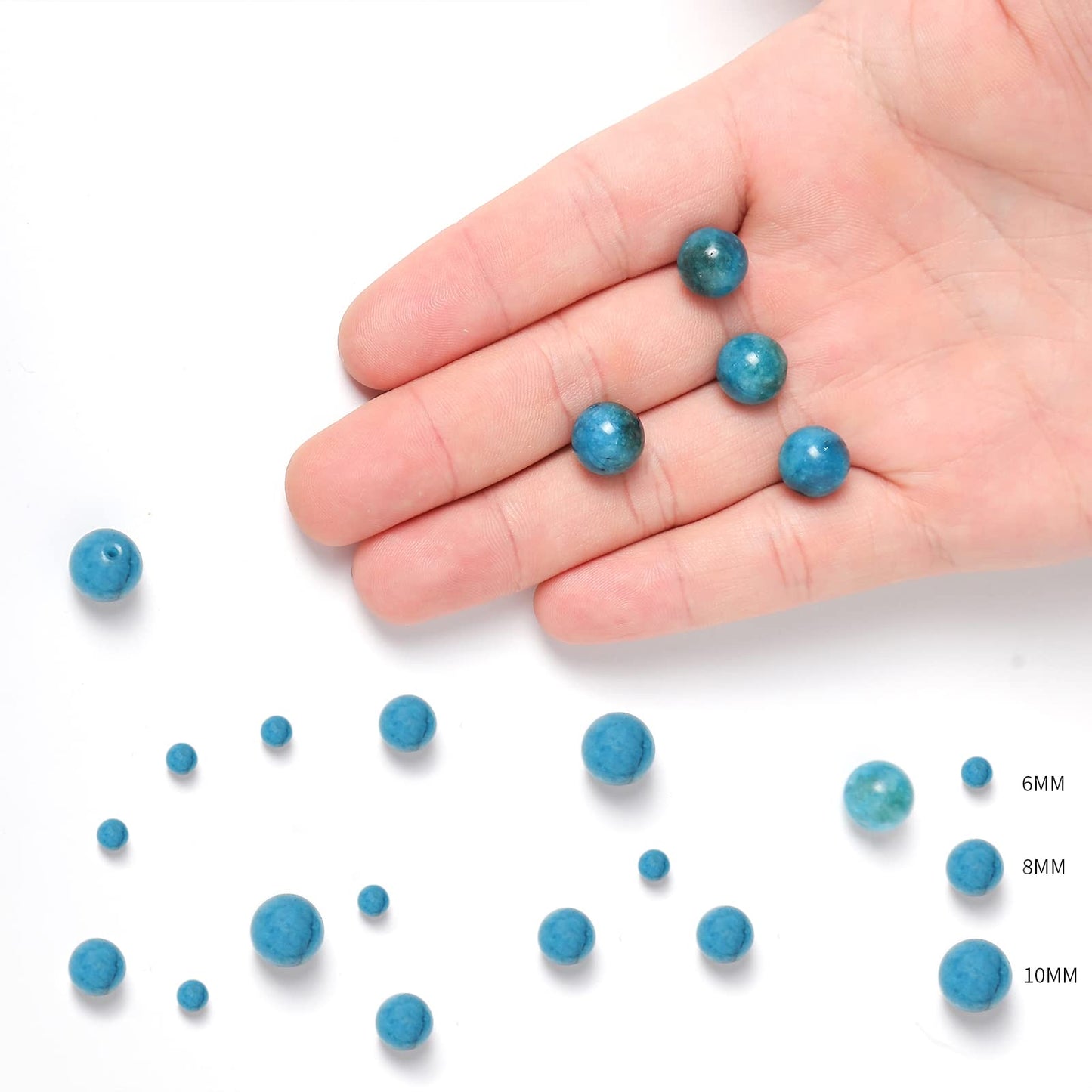 35pcs 10mm Natural Stone Beads Blue Apatite Beads Energy Crystal Healing Power Gemstone for Jewelry Making, DIY Bracelet Necklace