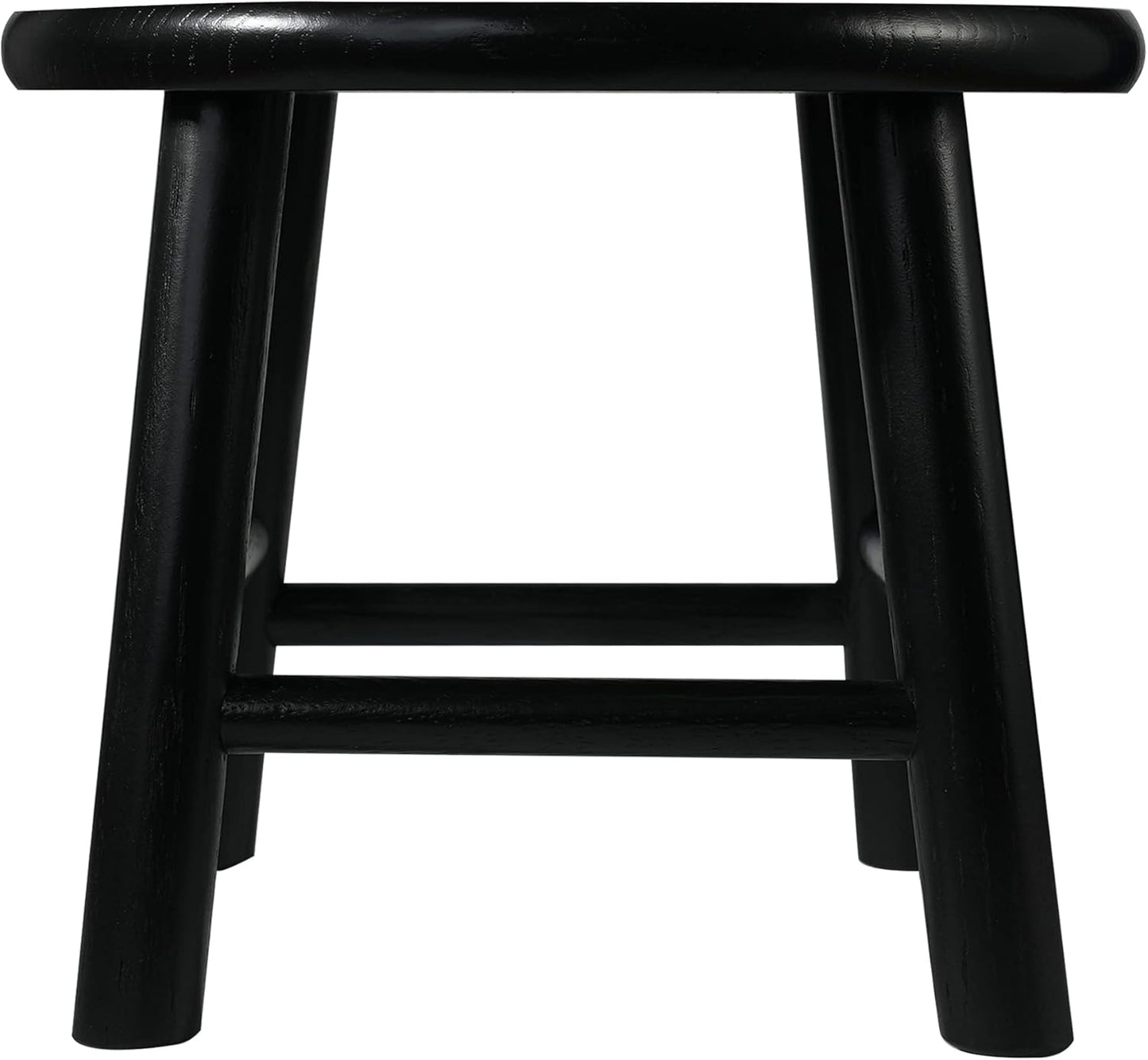 CONSDAN 9-Inch Round Step Stool for Adults & Kids, USA Grown Solid Oak Hardwood, Sturdy Small Foot Stool for Kitchen, Bedroom, Bathroom, Shoe Changing, Plant Stand, Fully Assembled (Black)