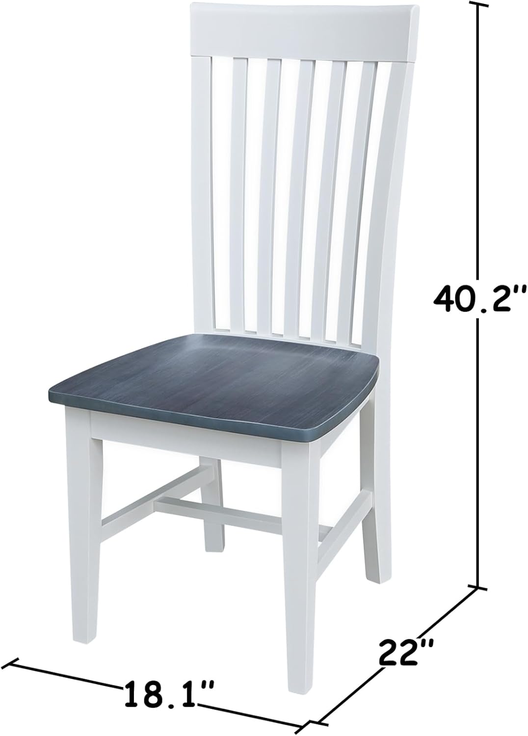 International Concepts Set of Two Tall Mission Chairs, White/Heather gray
