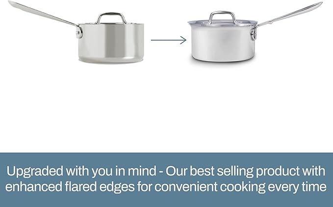 All-Clad D3 3-Ply Stainless Steel Sauce Pan with Lid 1.5 Quart, Induction Oven Broiler Safe 600F, Multipurpose, Compatible w/ All Cooktops, For Restaurant or Home Kitchen, Pots & Pans, Cookware Silver