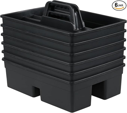 6 Packs Plastic Cleaning Supplies Storage Caddy with Handle, 3-Compartment Portable Shower Basket Tote