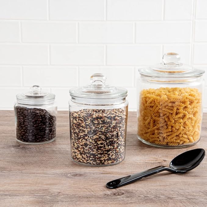 Restaurantware Vetri 0.5 Gallon Glass Storage Jar 1 Dishwashable Glass Cookie Jar - Airtight Seal Wide Opening Clear Glass Candy Jar Knob Handle Lid For Kitchen Laundry Or Storage