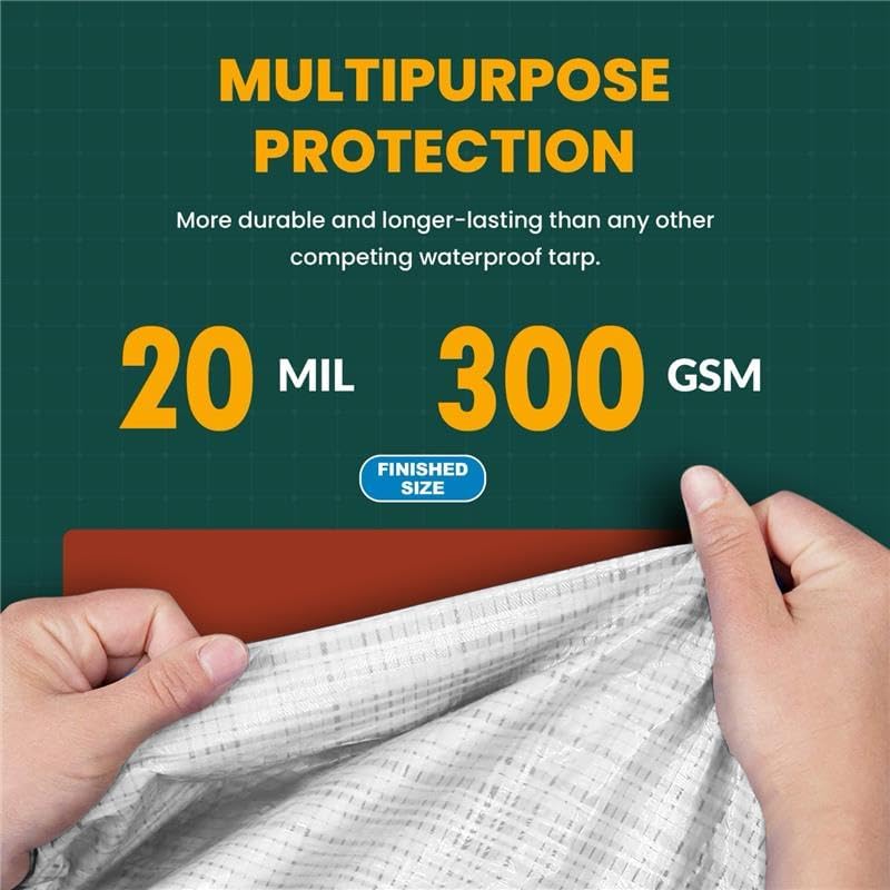 Large Waterproof Tarp - Heavy Duty 20 Mil Thick Poly Tarpaulin Ideal for Canopy Tents, Boats, RV or Pool Covers - Multipurpose Protective Tarps with Grommets for Indoor and Outdoor Use | 30' x 40'