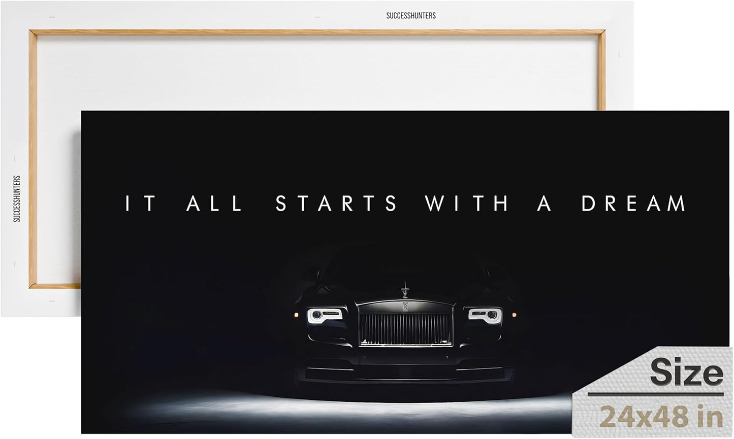 Motivational Wall Art for Office, Super Car Art Canvas, Inspirational Automotive Decor for Rolls Royce Sportscar Lovers, Motivational Wall Decor for Office and Home, Inspiring Car Poster (48 X 24 in)