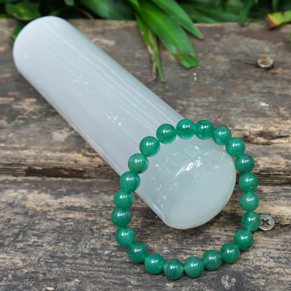 8mm Green Aventurine Bracelet for Women Men | Natural Luck Prosperity Stone Beads - Handmade Heart Chakra Crystal Jewelry for Abundance Meditation | Beading Tool Kit - Fits for 7-8" Large Wrist