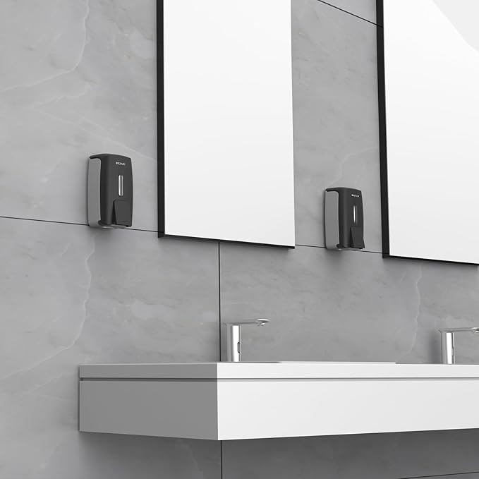 800ml Manual Soap Dispenser Wall Mount with Lock for Bathroom Kitchen Liquid Sanitizer ABS Balck 9088