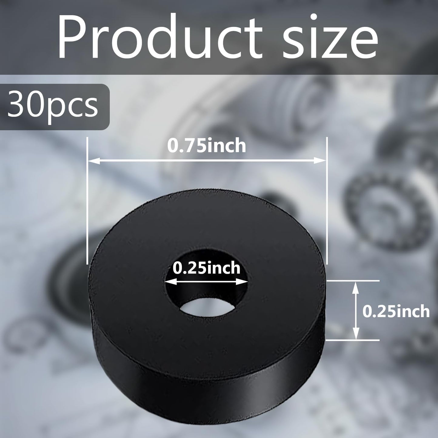 30 PCS Rubber Washer for Bolts, Rubber Flat Washers 3/4 Inch OD x 1/4 Inch ID x 1/4 Inch Thickness Rubber Spacers Black Non-Slip Thick Grommets Vibration Isolation