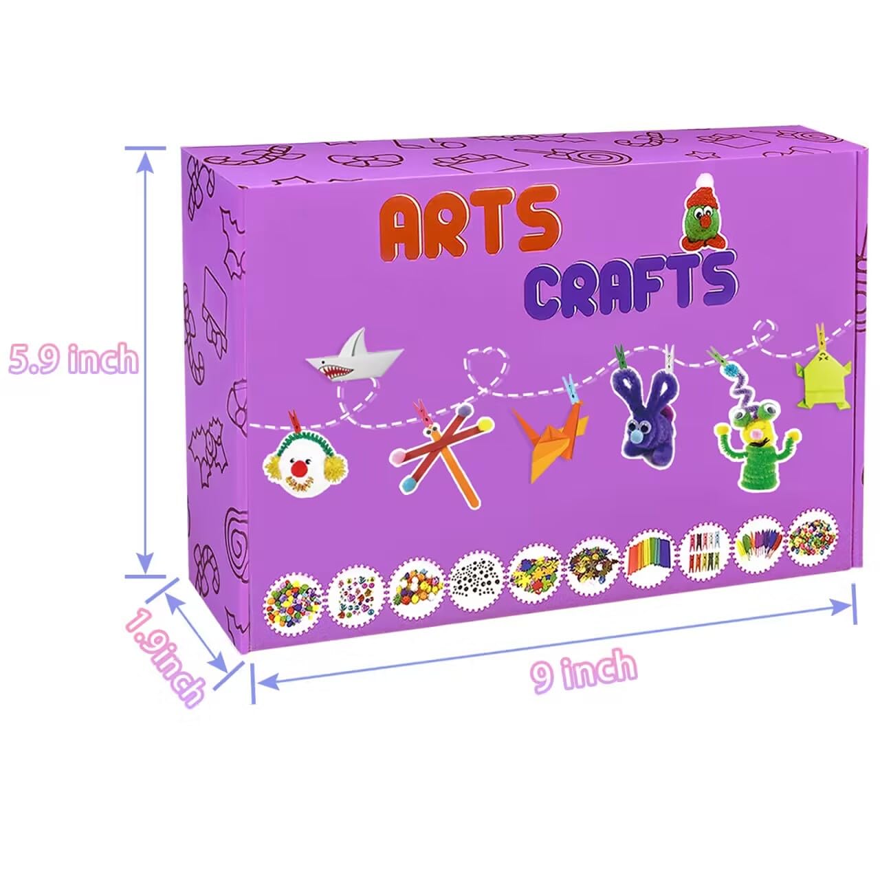 2000 Pcs DIY Arts and Crafts Supplies Kit for Kids - Kids Craft Kits Art Supplies Material Set with Pipe Cleaner All in 1 Crafting Collage Activity for Toddlers Gifts Toys Age 5 6 7 8 9 Year Old Girls