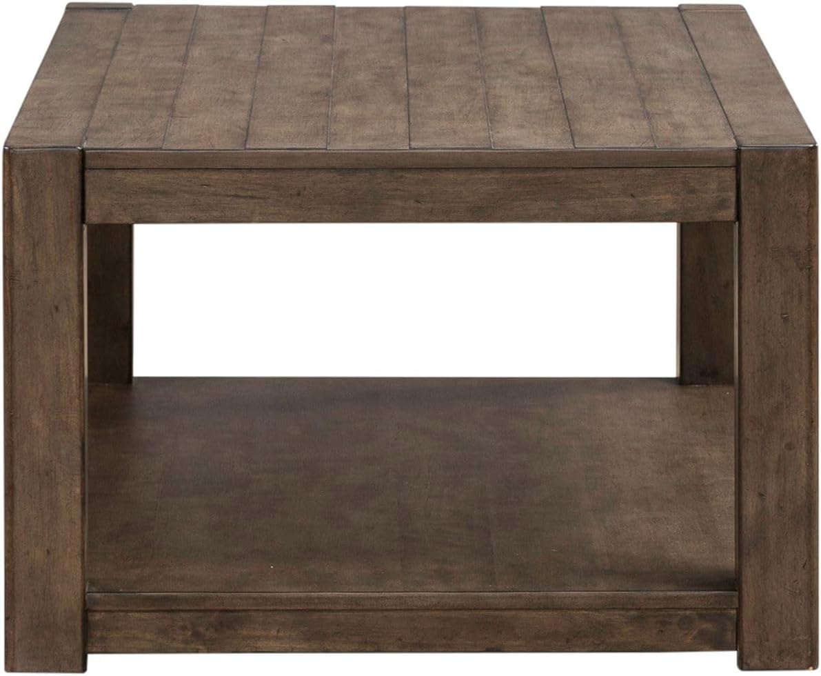 Liberty Furniture Broadmore Living Room 3 Piece Set - Rectangular Cocktail Table, 2 End Tables - Cobblestone Brown