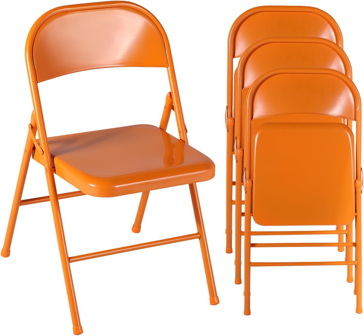VECELO Metal Folding Chairs 4 Pack, Double Hinged Steel Frame Easy Foldable&Stackable for Office Kitchen Dinning Wedding Patio and Garden