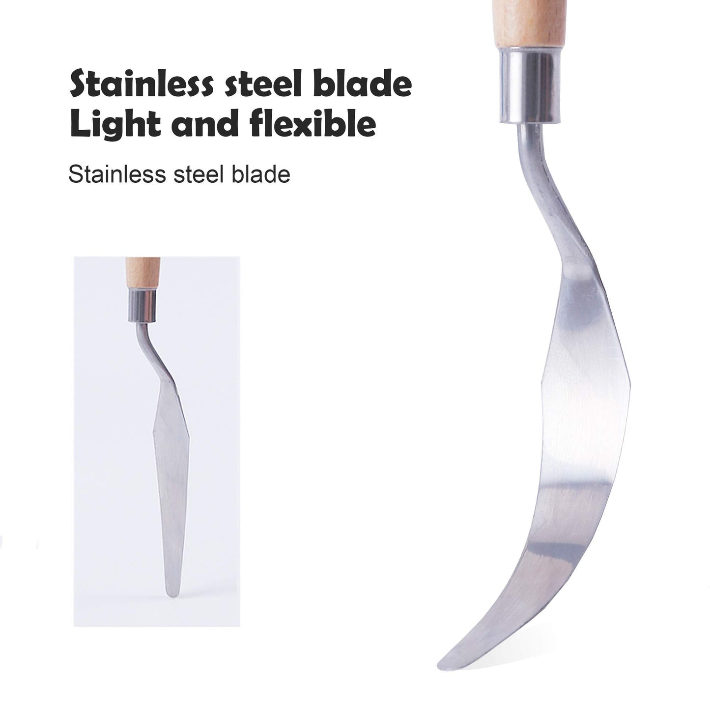 CONDA 11 Piece Stainless Steel Wood Handle Spatula Palette Knife and CONDA Paint Brushes Set of 24