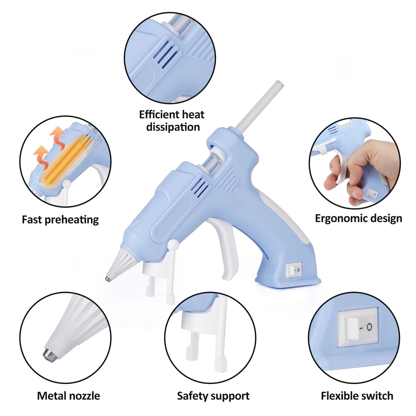 Cordless Hot Glue Gun Glue Gun Fast Preheating Gun Kit with 20 Pcs Sticks USB Rechargeable Cordless Glue Gun for Quick Home Repairs, Arts, Crafts, DIY and Festival Decorations