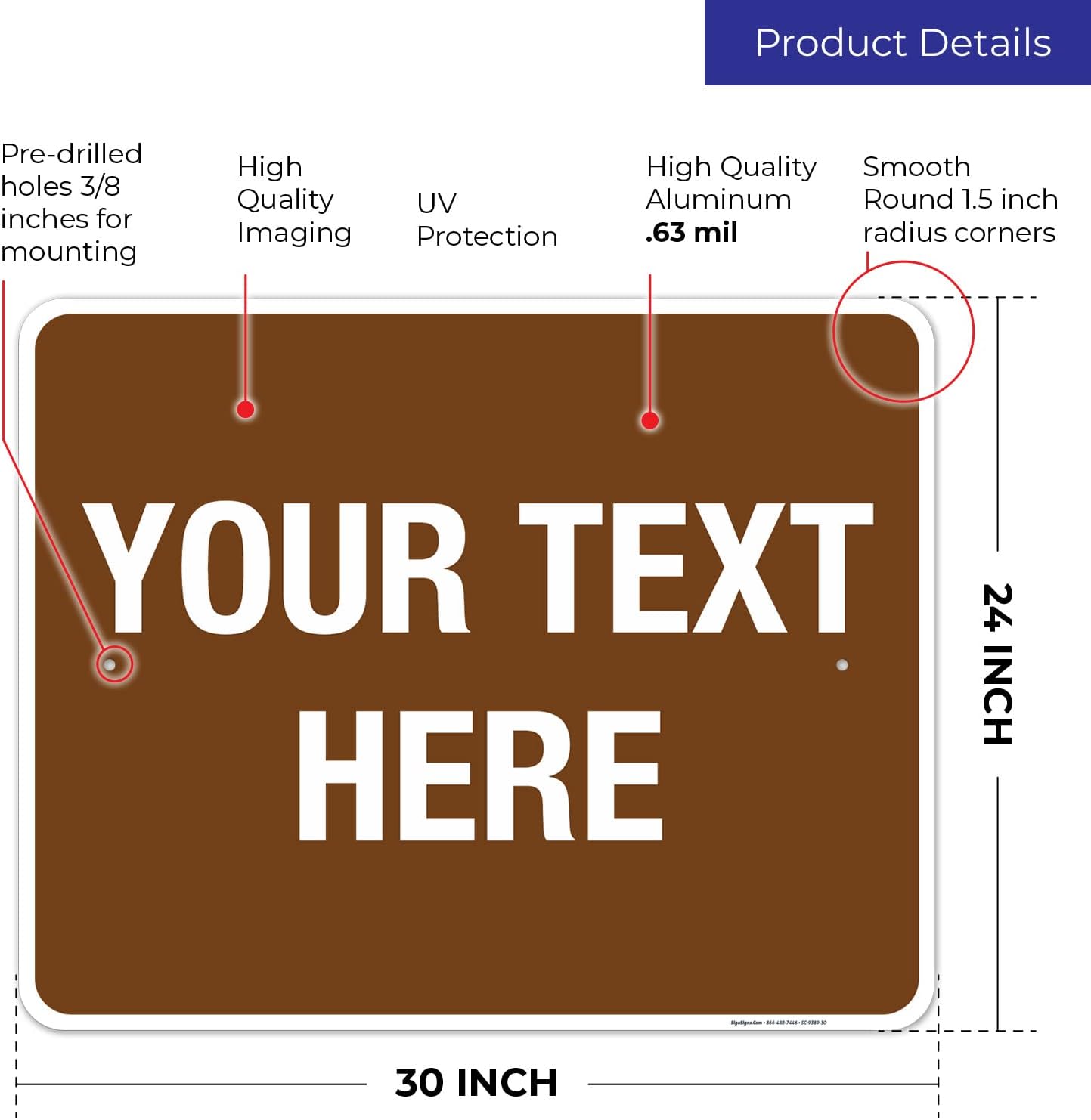 Custom Sign, Personalized Metal Signs, Customize for Business, Workplace, Home, Airbnb, Delivery Brown Signs, 24x30 Inches, Rust Free .063 Aluminum, Fade Resistant, Made in USA by Sigo Signs
