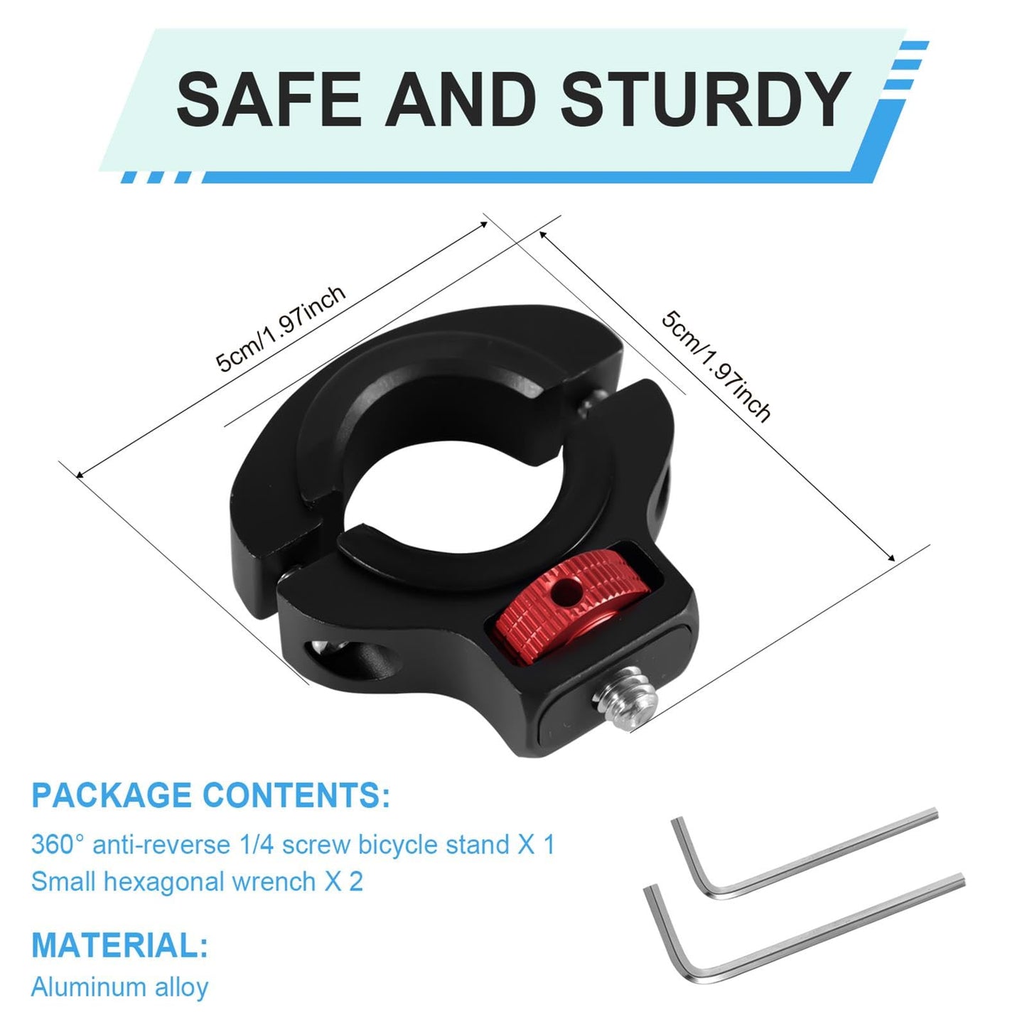 Bike Motorcycle Camera Mount, Aluminum 360 Degrees Rotary Anti-Reverse Bicycle Clamp Holder Motorcycle Handlebar Mount Bracket F