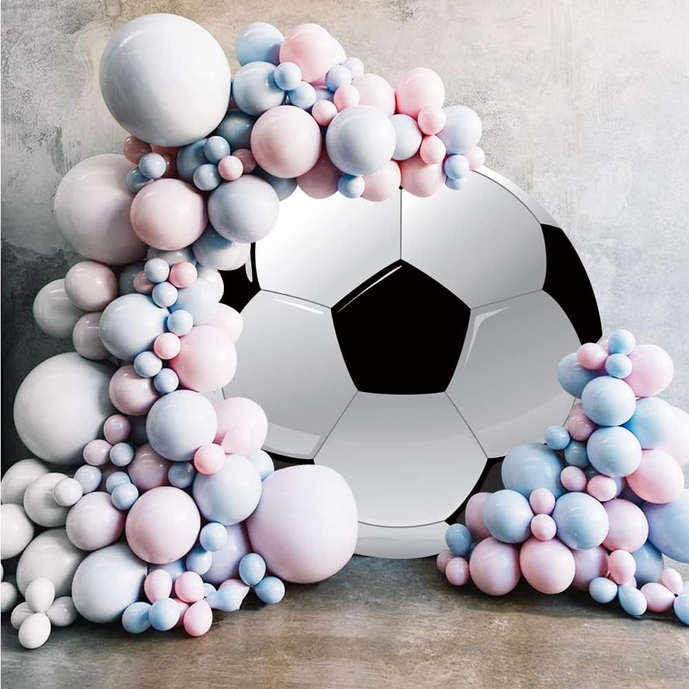 Leyiyi 4x4ft Soccer Round Backdrop Black and White Round Backdrop Cover Sports Theme Football Background for Kis Boys Man Birthday Party Newborn Soccer Gender Reveal Party Decoration Banner