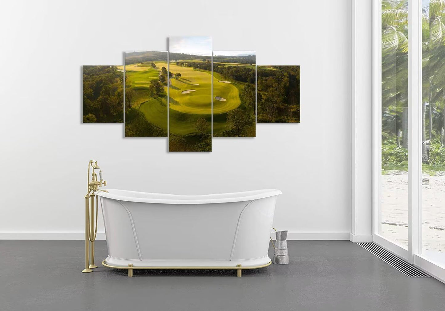 chenchenArt Payne's Valley Golf Course Wall Art Canvas Prints - Payne's Valley Golf Course Pictures Wall Decor for Living Room Bedroom Bathroom Home Decorations Framed Ready to Hang(50''W x 24''H)