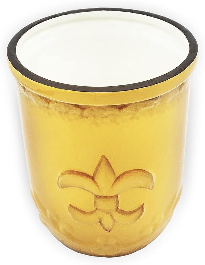 ACK Utensil Holder, Utensil Crock, Modern Kitchen Decor, Kitchen Storage (Fleur De Lis Yellow)