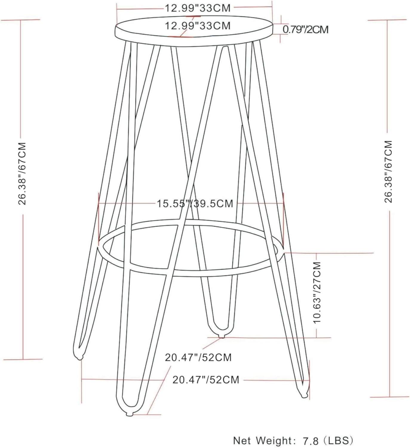 SIMPLIHOME Simeon Industrial Metal 26 inch Metal Counter Height Stool with Wood Seat (Set of 2) in Cocoa Brown / Black for the Dining Room and Kitchen