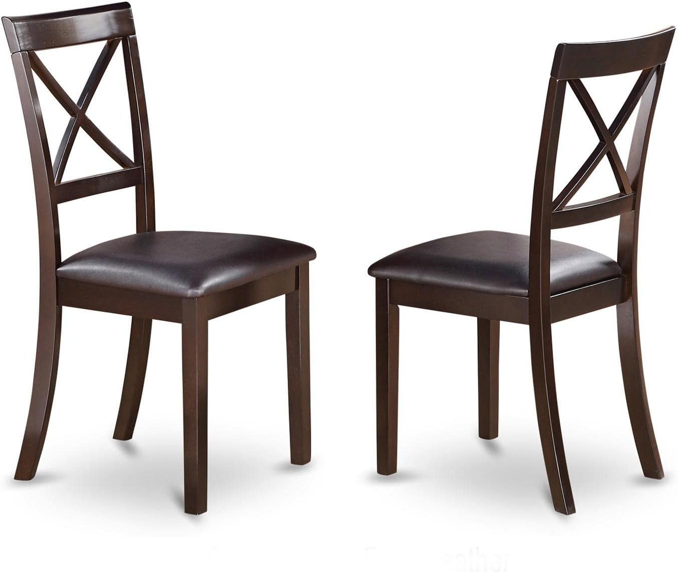 East West Furniture HLBO5-CAP-LC 5 Piece Dinette Set for 4 Includes a Round Dining Room Table with Pedestal and 4 Faux Leather Upholstered Dining Chairs, 42x42 Inch, Cappuccino