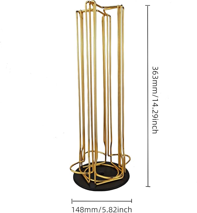 Vertuo Pod Holder Carousel Stand for 28 Nespresso Vertuo Capsule Storage Organizer with Extra Space for Coffee Mate Silent Rolling，Gold