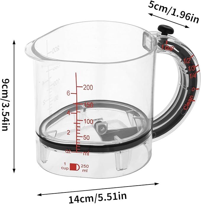 4-in-1 Adjustable Measuring Cup, Adjustable Base Kitchen Measuring Cup, Push-In Measurings Cups with Oz/Ml Dual Markings, Multi Measurings Cube Cups for Cooking and Baking (1PC)