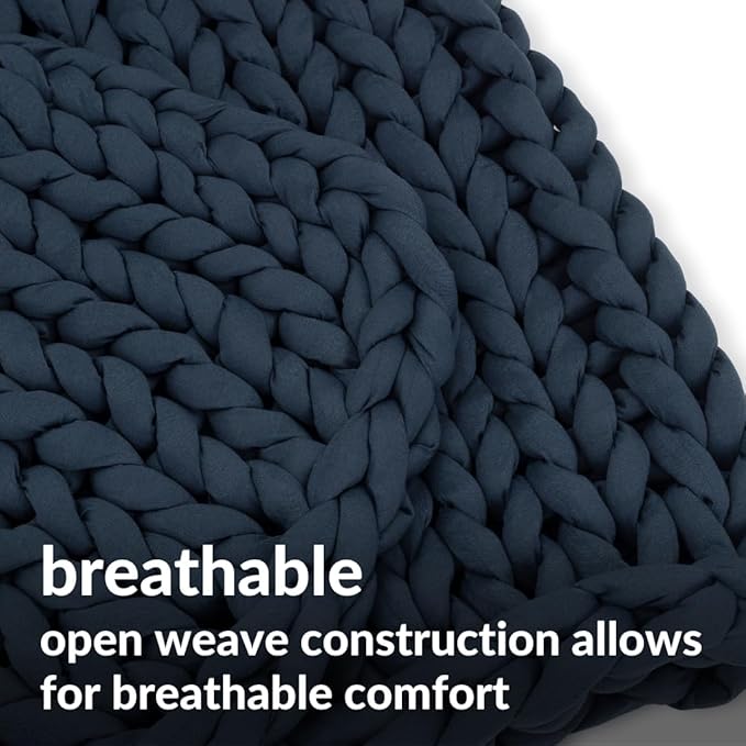 Nuzzie Chunky Knit Weighted Blanket - Breathable, Cooling, Hand Made Knit Throw Blanket for Sleep - Machine Washable, Stylish Decor Design (Taupe, Queen | 22lbs | 60"x80")