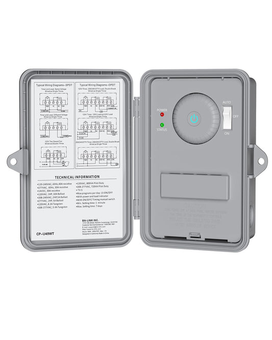 BN-LINK Pool Pump Timer, Heavy Duty Outdoor Smart Wi-Fi Timer Box, 2HP 40A Max, 120, 240, 277 VAC, for Pool Pump, Water Heater, Fans, SPA, Compatible with Smart Phone, Alexa, Google Assistant