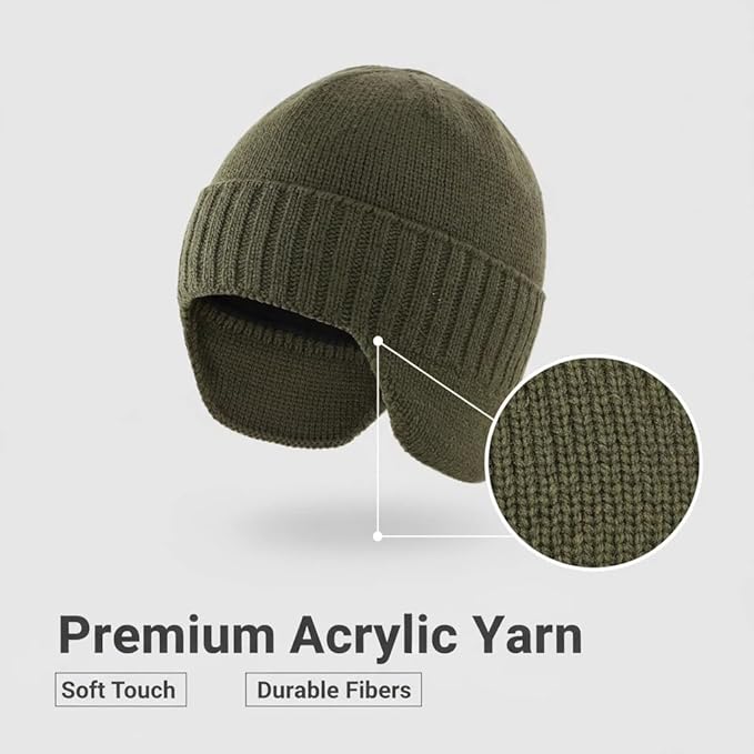 Home Prefer Mens Winter Hat Knit Earflap Hat Stocking Caps with Ears Beanie Hat