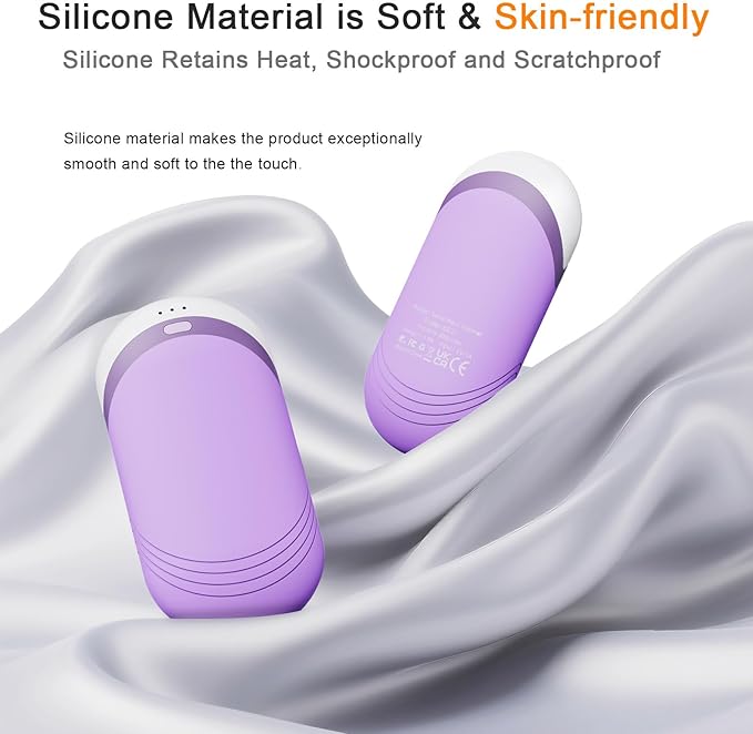 Karecel Thermally Conductive Silicone Rechargeable Hand Warmers 2 Pack, 6000mAh Double-Sided Heat AI Electric Hand Warmer, Portable Pocket Handwarmer, Fits in Gloves, Slim, Shockproof, Women Men Gifts