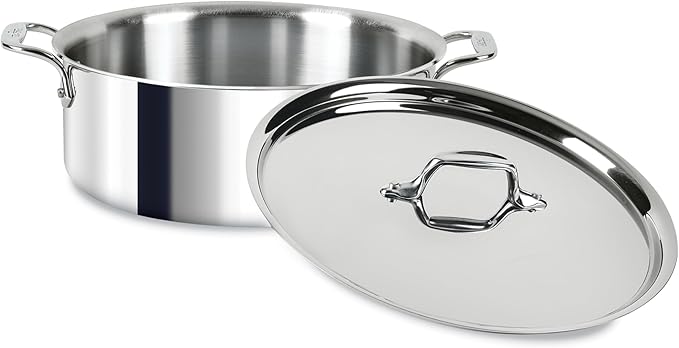 All-Clad D3 3-Ply Stainless Steel Stockpot 6 Quart Induction Oven Broiler Safe 600F Pots and Pans, Cookware Silver