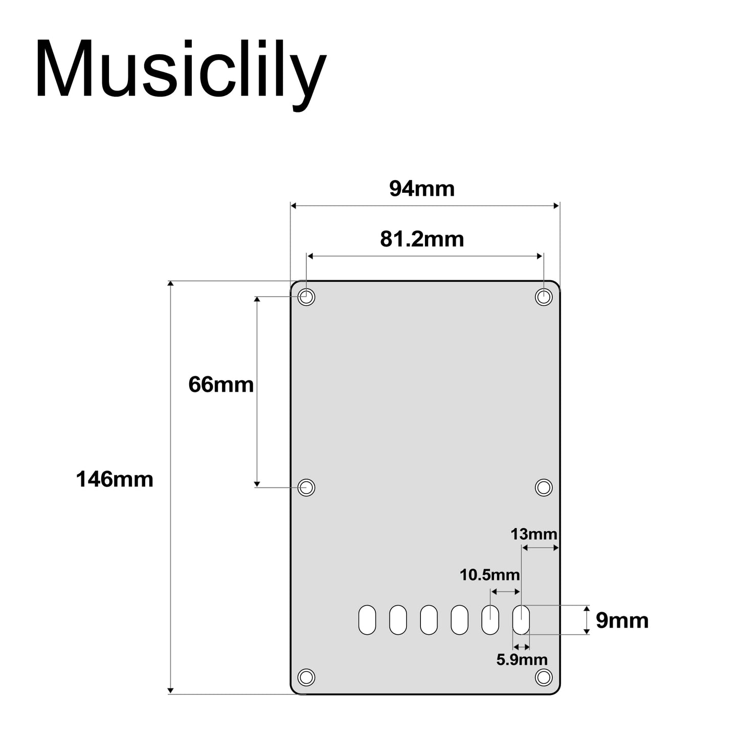 Musiclily 6 Hole Guitar Back Plate Tremolo Cavity Cover Backplate For China Made Squier Guitar Parts,3Ply Cream