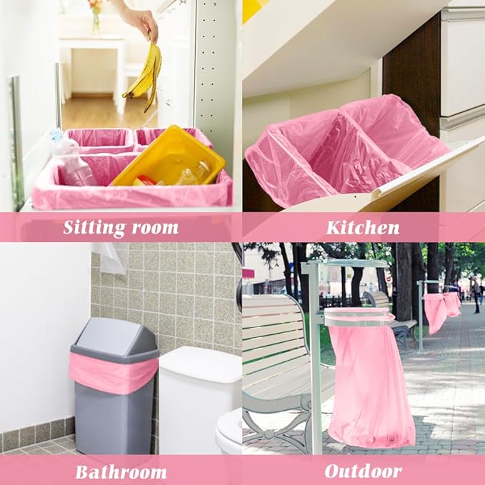 8 Gallon 200 Counts Clear Colorful Trash Bags Kitchen Garbage Bags by Teivio, fit 25-30Liter Bathroom Trash Can Bin Liners, Plastic Bags for home office kitchen，Multicolor
