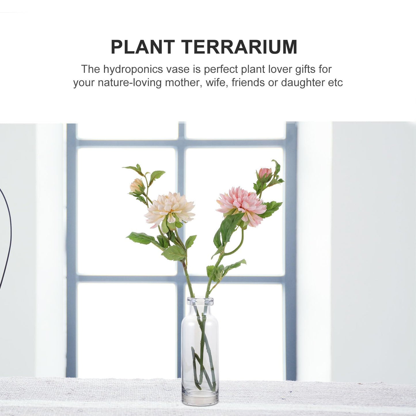 OSALADI Hydroponic Plants Vase Glass Terrarium Small Mouth Ocean Blue Desktop Vase for Home Decoration and Indoor Plant Display
