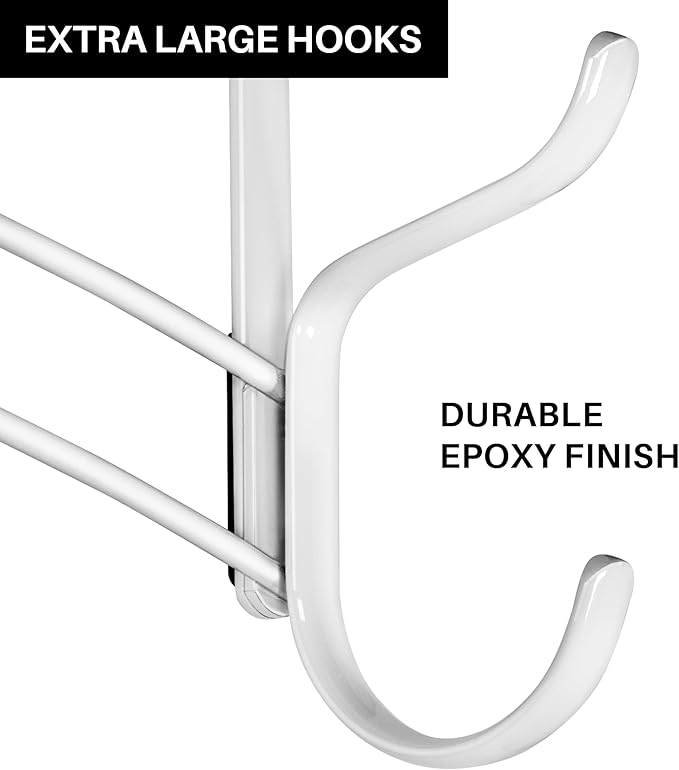 LYNK Professional® Home™ Over Door Hooks Rack - 10 Hook Over Door Hanger - Over Door Towel Rack - Hanging Towels or Clothes - for Bathroom, Bedroom or Laundry Room – Lifetime Ltd. Warranty - White
