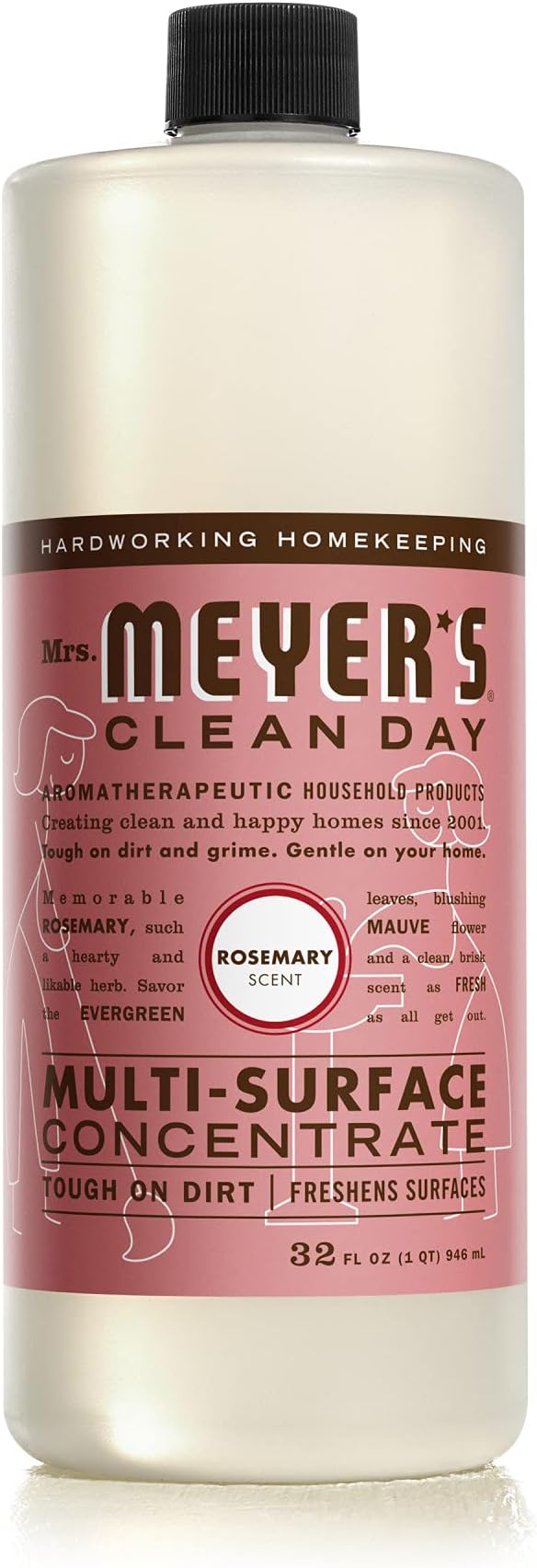 MRS. MEYER'S CLEAN DAY Multi-Surface Cleaner Concentrate, Use to Clean Floors, Tile, Counters, Rosemary, 32 fl. oz